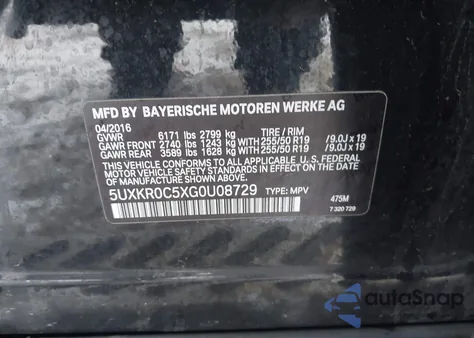 2016 BMW X5 xDrive35I z USA, uszkodzony, nr VIN 5UXKR0C5XG0U08729